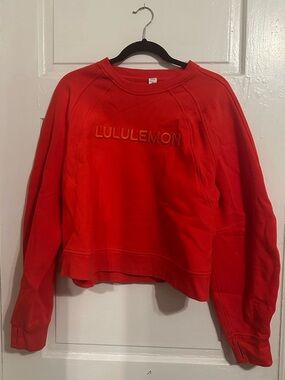 lululemon athletica Red Crewneck Sweatshirt with Embroidered Logo